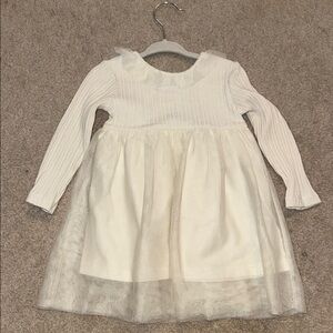 Zara White Long Sleeve Sundress with Peter Pan Collar